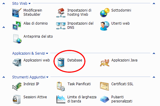 Database in Plesk
