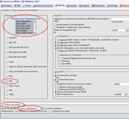 Esportare importare un database mysql phpmyadmin